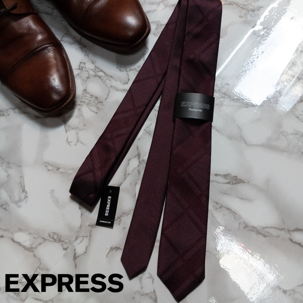 3 for $25 - NWT REVERSIBLE Express Wine Red Tie